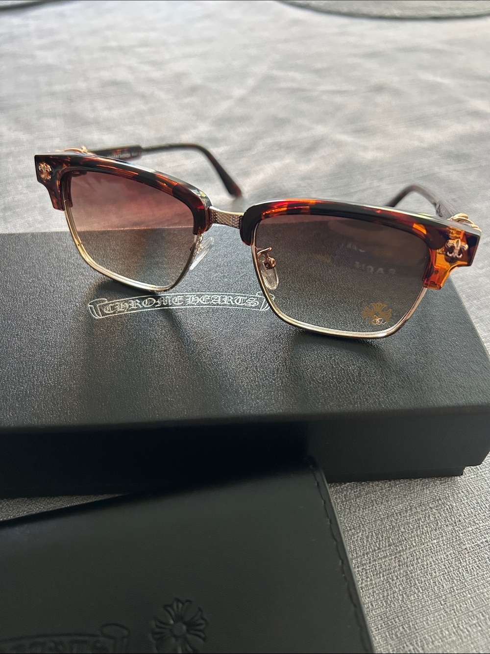 Chrome Hearts Tortoiseshell Frame Sunglasses with Brown Gradient Lenses